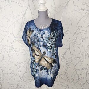 Model France Artsy Dragonfly Rhinestone Stretch Knit Tunic